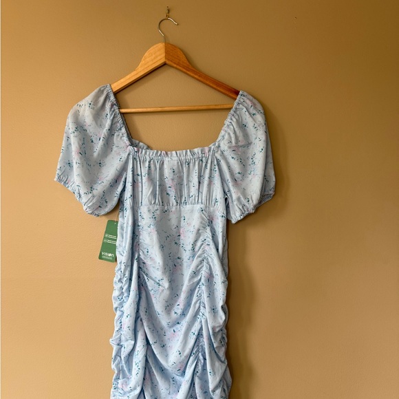 Simons Light Blue Ruched Mini Dress - Picture 2 of 5